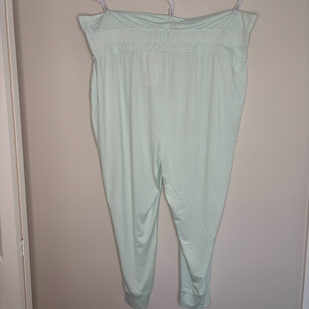 Denim & Co NEW Easy Stretch Paperbag Waist Pants Plus 3X Mint Pull On Pockets